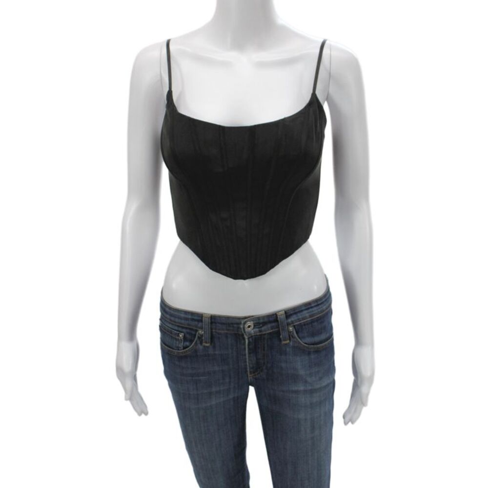 Zimmermann Womens Cropped Silk Sleeveless Top Black Zip Size 0